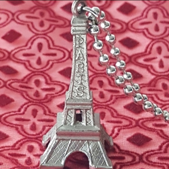 Paris Necklace Eiffel Tower Tour Eiffel Silver Tone Ball Chain - Picture 5 of 9